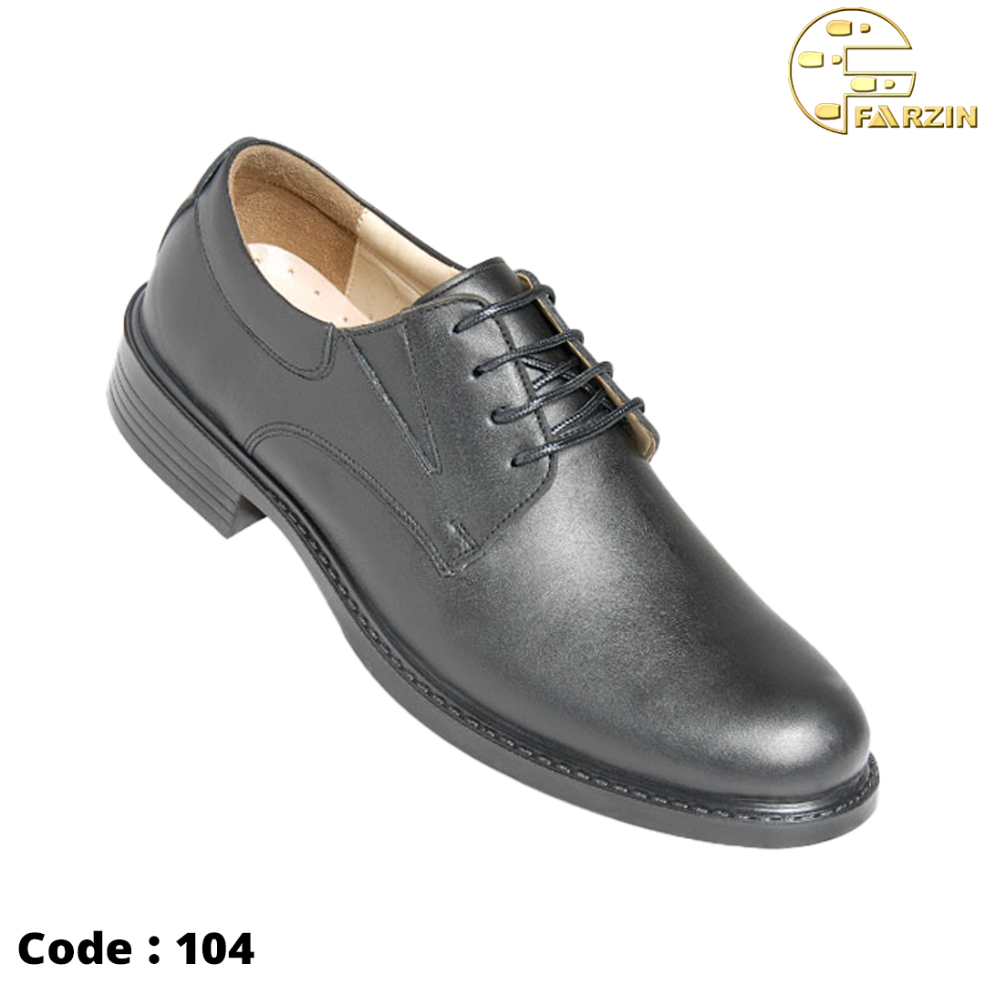 کفش فرزین فدرال بندی رو ساده مشکی مردانه کد ۱۰۴
