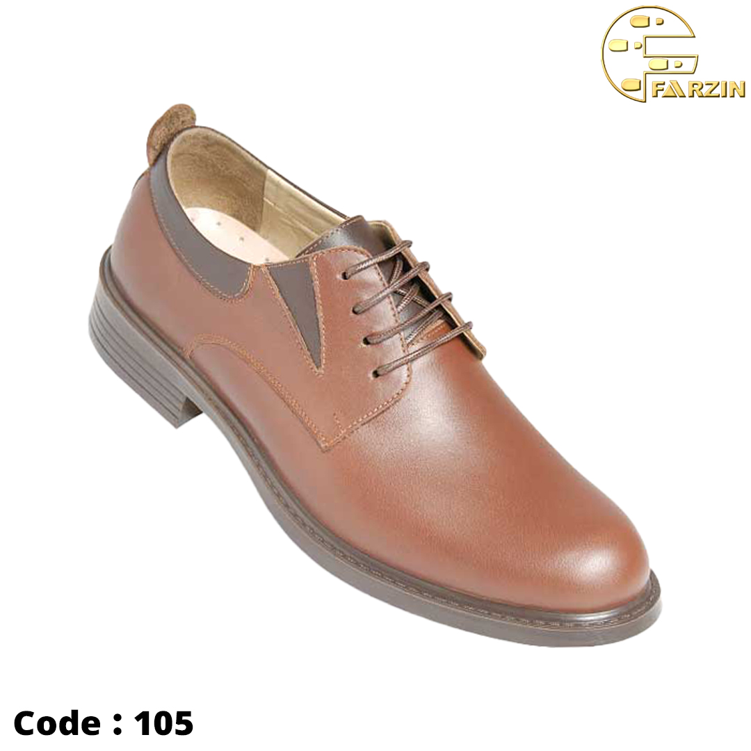 کفش فرزین فدرال بندی رو ساده قهوه ای مردانه کد ۱۰۵