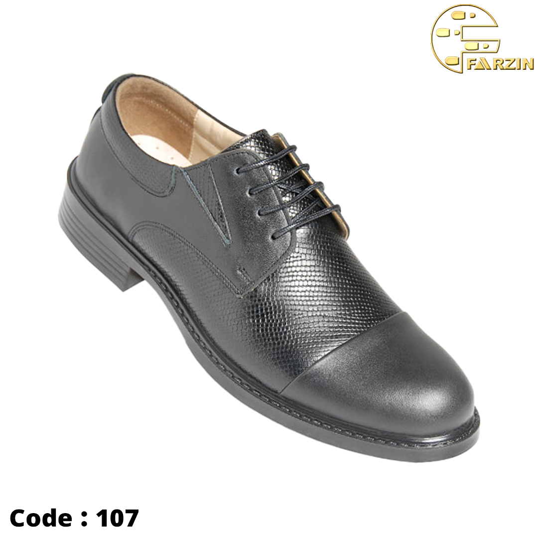 کفش فرزین فدرال بندی سرپنجه دار خاویاری مشکی مردانه کد ۱۰۷
