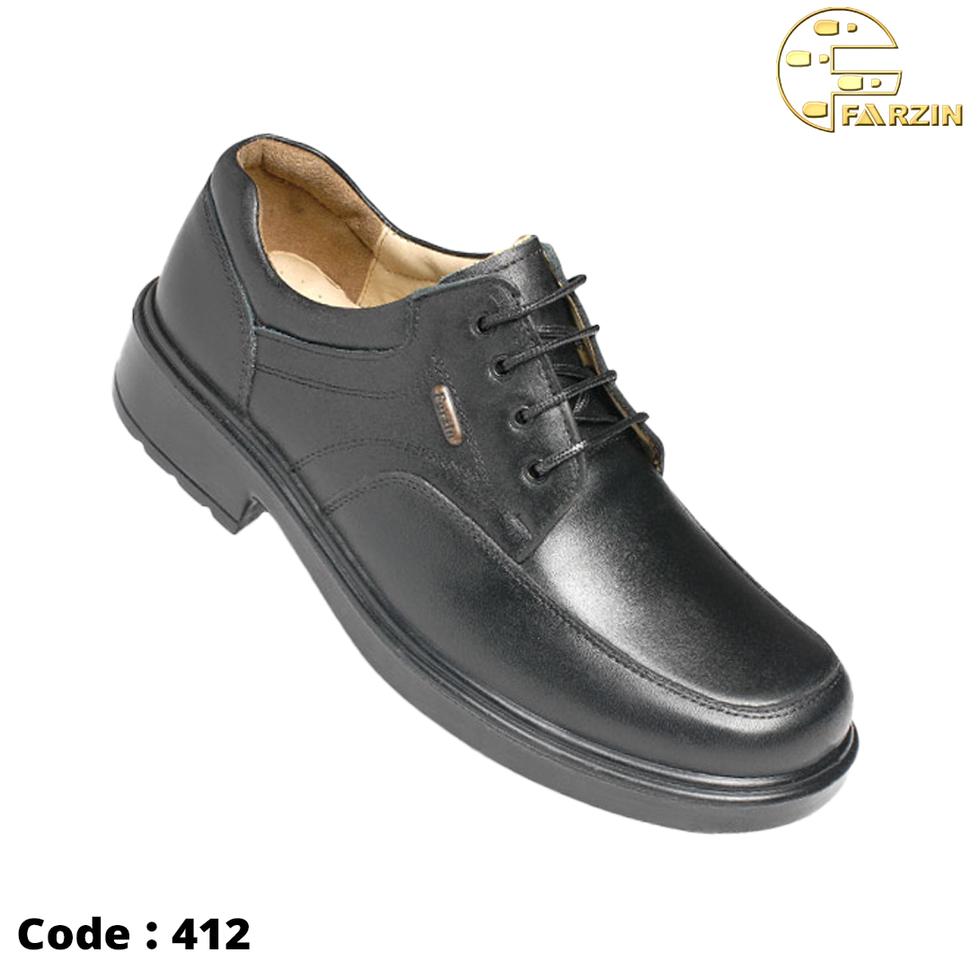 کفش فرزین لرد بندی مشکی طبیعی مردانه کد ۴۱۲