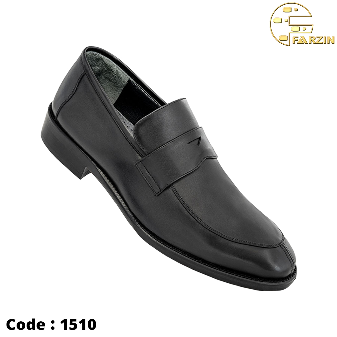کفش فرزین مجلسی بی بند مشکی مردانه کد 1510