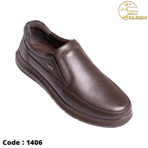 کفش فرزین ویبرام بی بند قهوه ای مردانه کد 1406