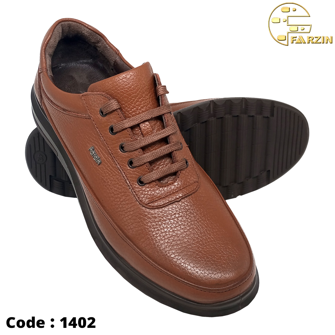 کفش فرزین مدل ویبرام بندی عسلی مردانه کد 1402